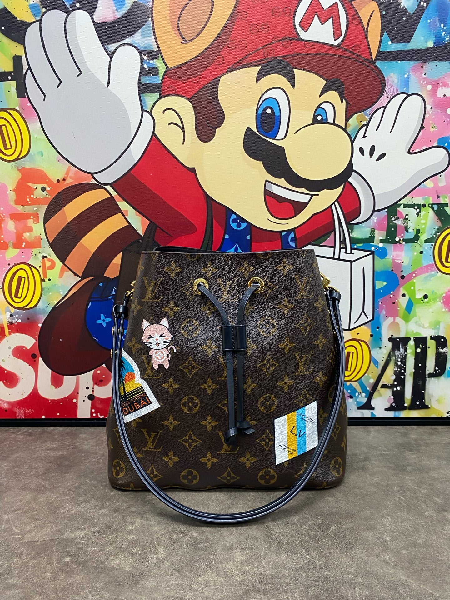 Louis Vuitton Canvas Black Bucket & Drawstring Bag