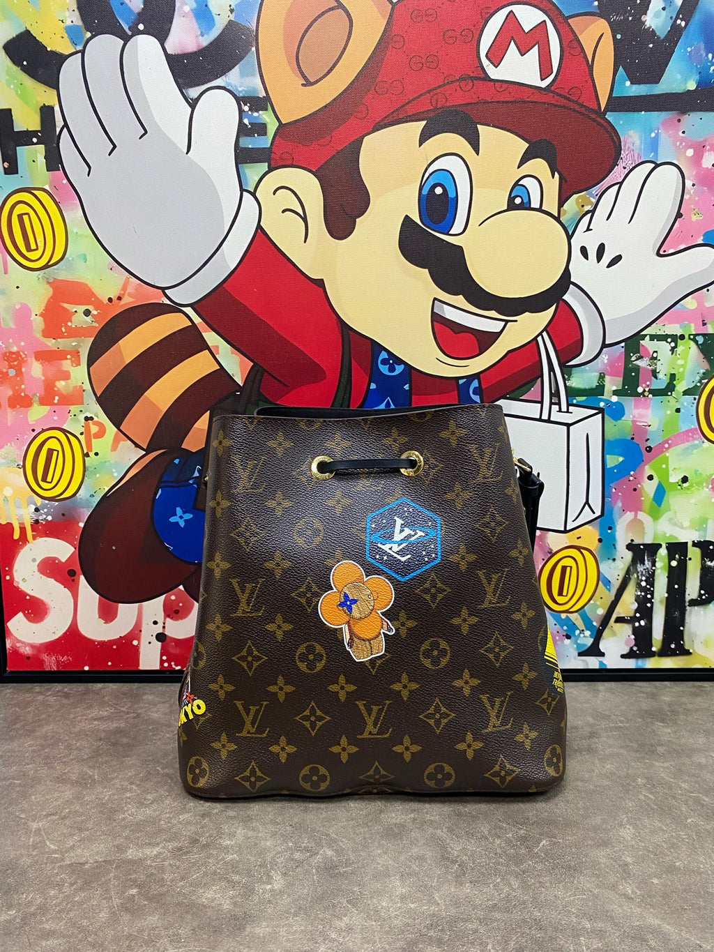 Louis Vuitton Canvas Black Bucket & Drawstring Bag