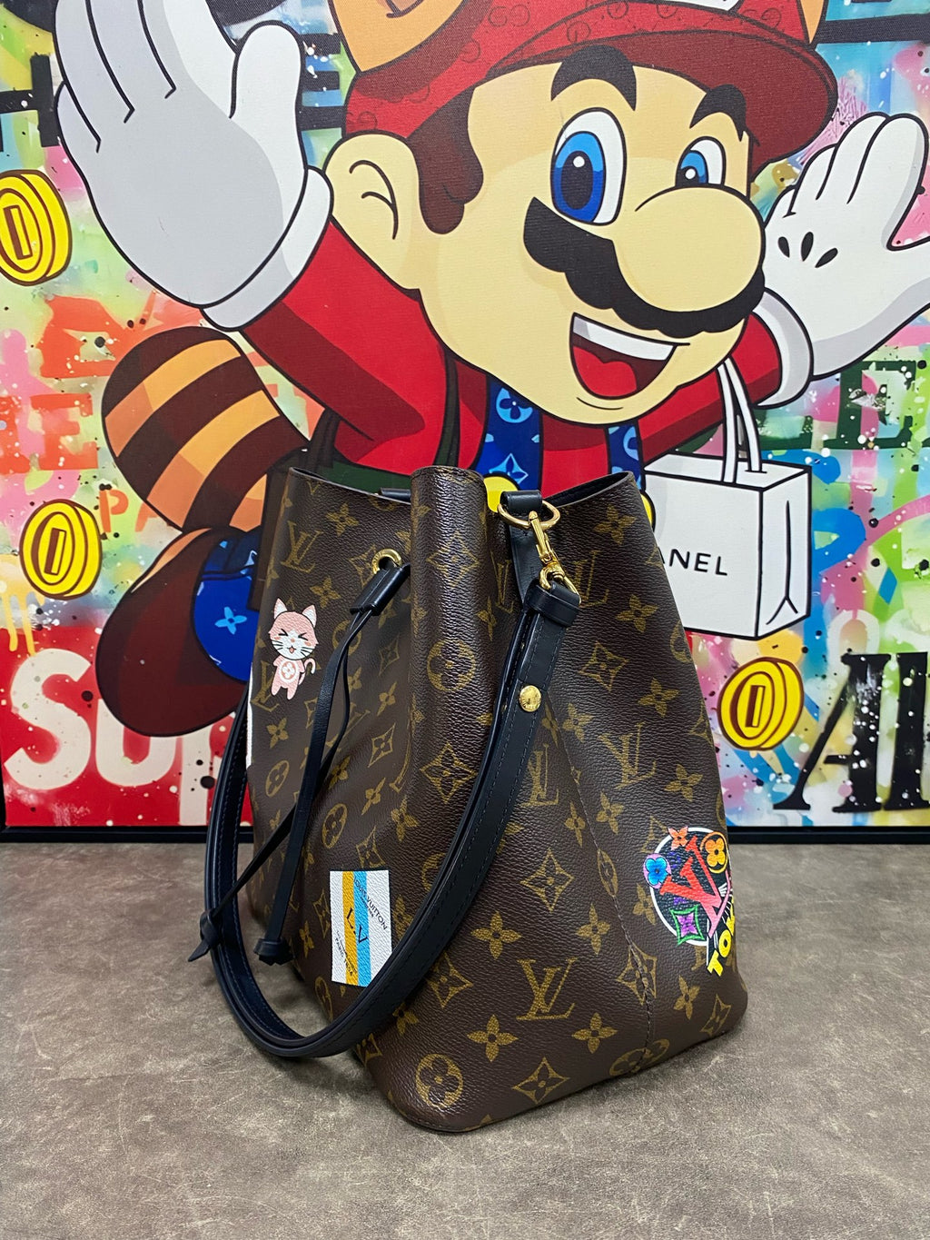 Louis Vuitton Canvas Black Bucket & Drawstring Bag
