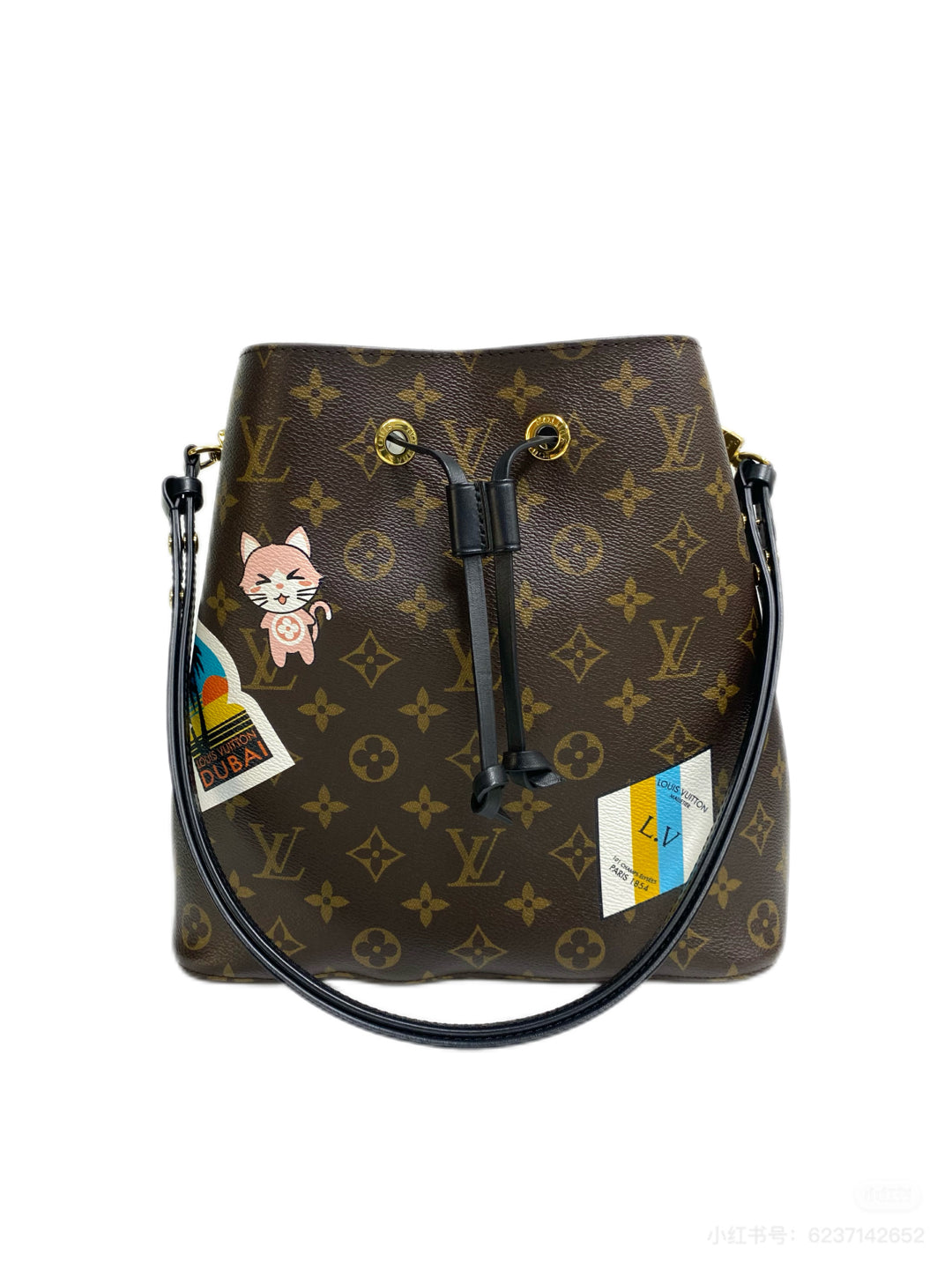 Louis Vuitton Canvas Black Bucket & Drawstring Bag