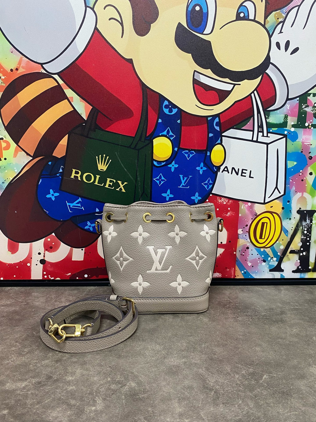 Louis Vuitton Leather Gold Bucket & Drawstring Bag