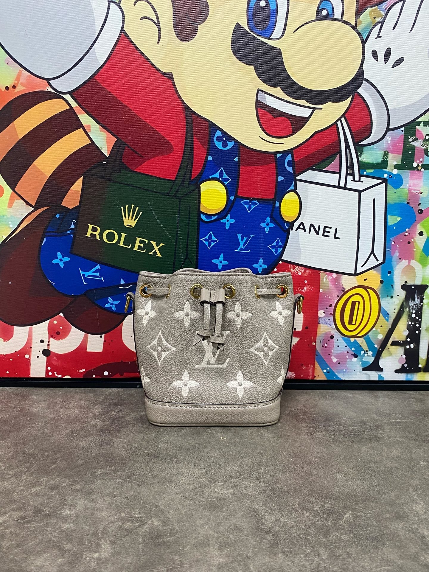 Louis Vuitton Leather Gold Bucket & Drawstring Bag
