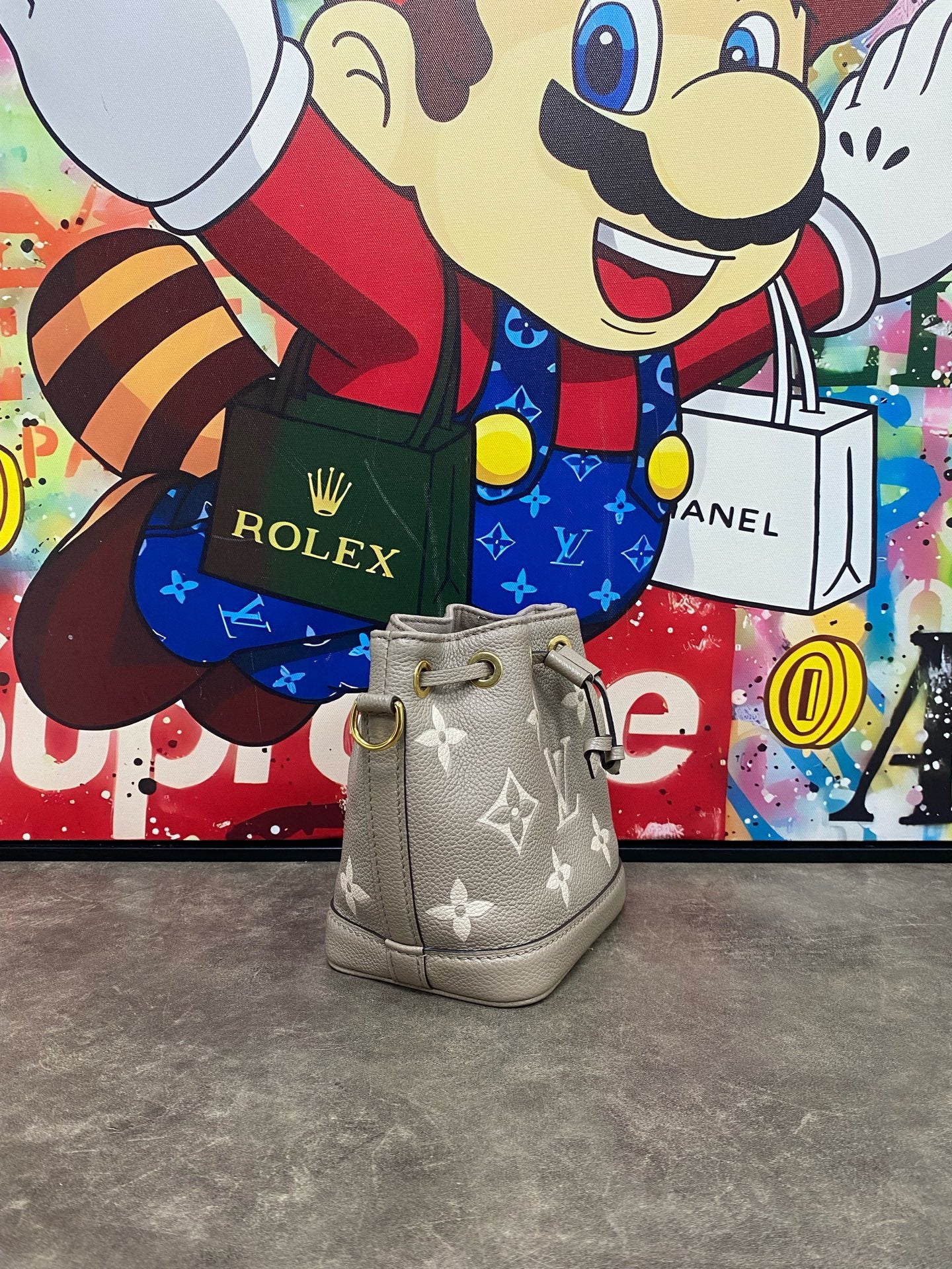 Louis Vuitton Leather Gold Bucket & Drawstring Bag