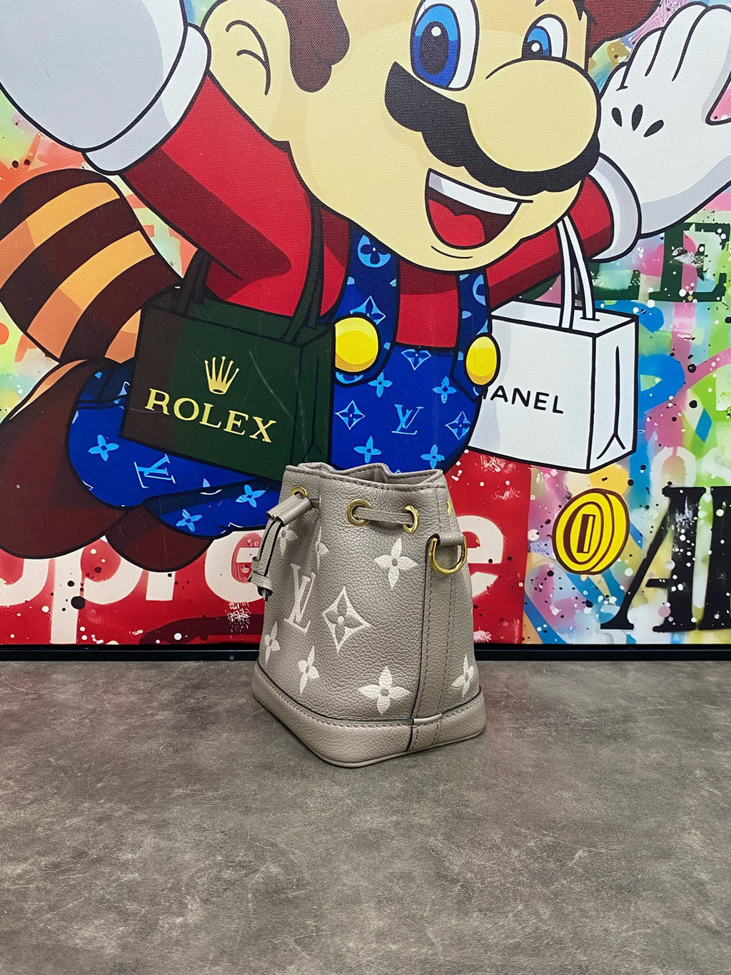 Louis Vuitton Leather Gold Bucket & Drawstring Bag