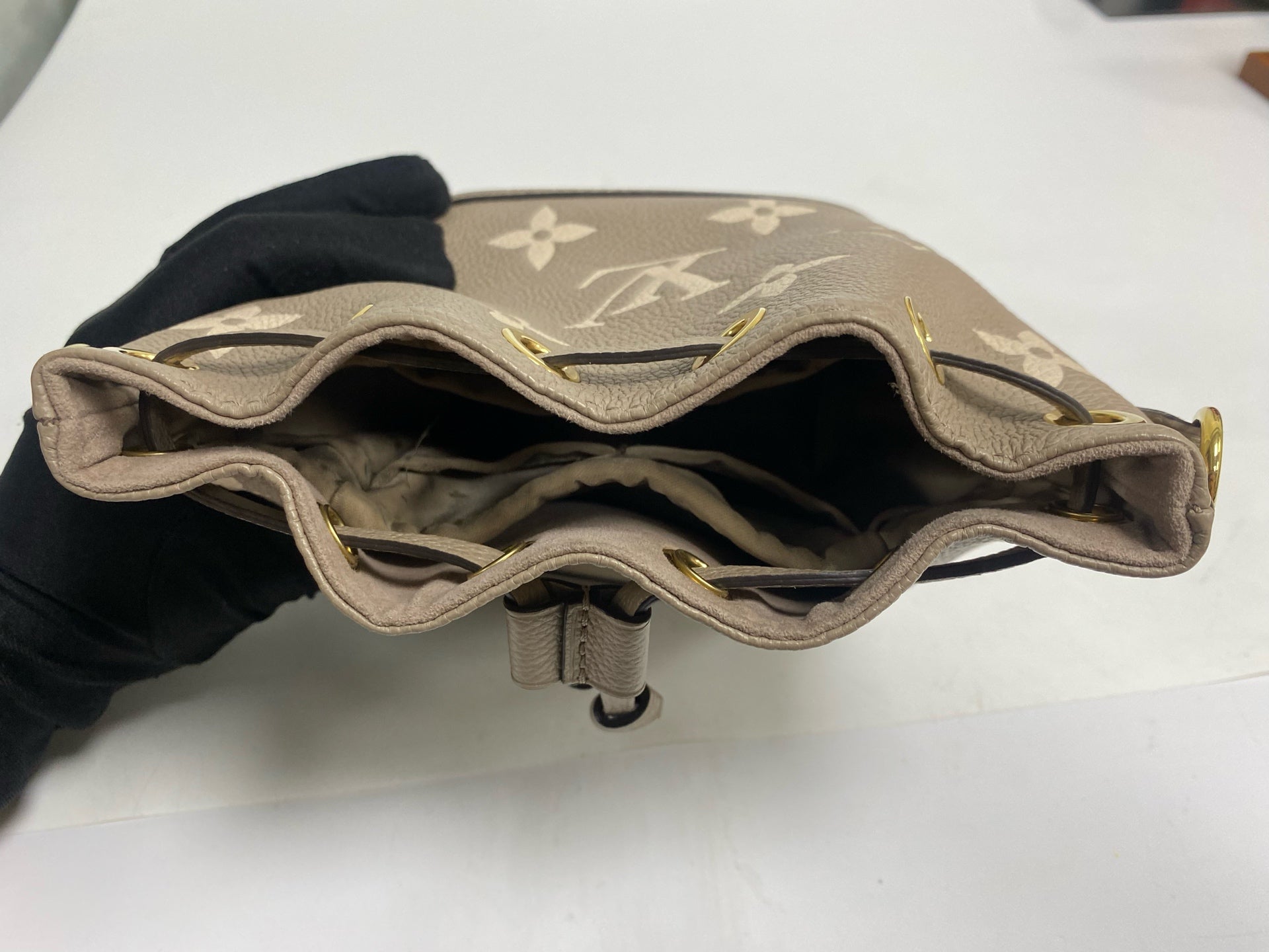 Louis Vuitton Leather Gold Bucket & Drawstring Bag