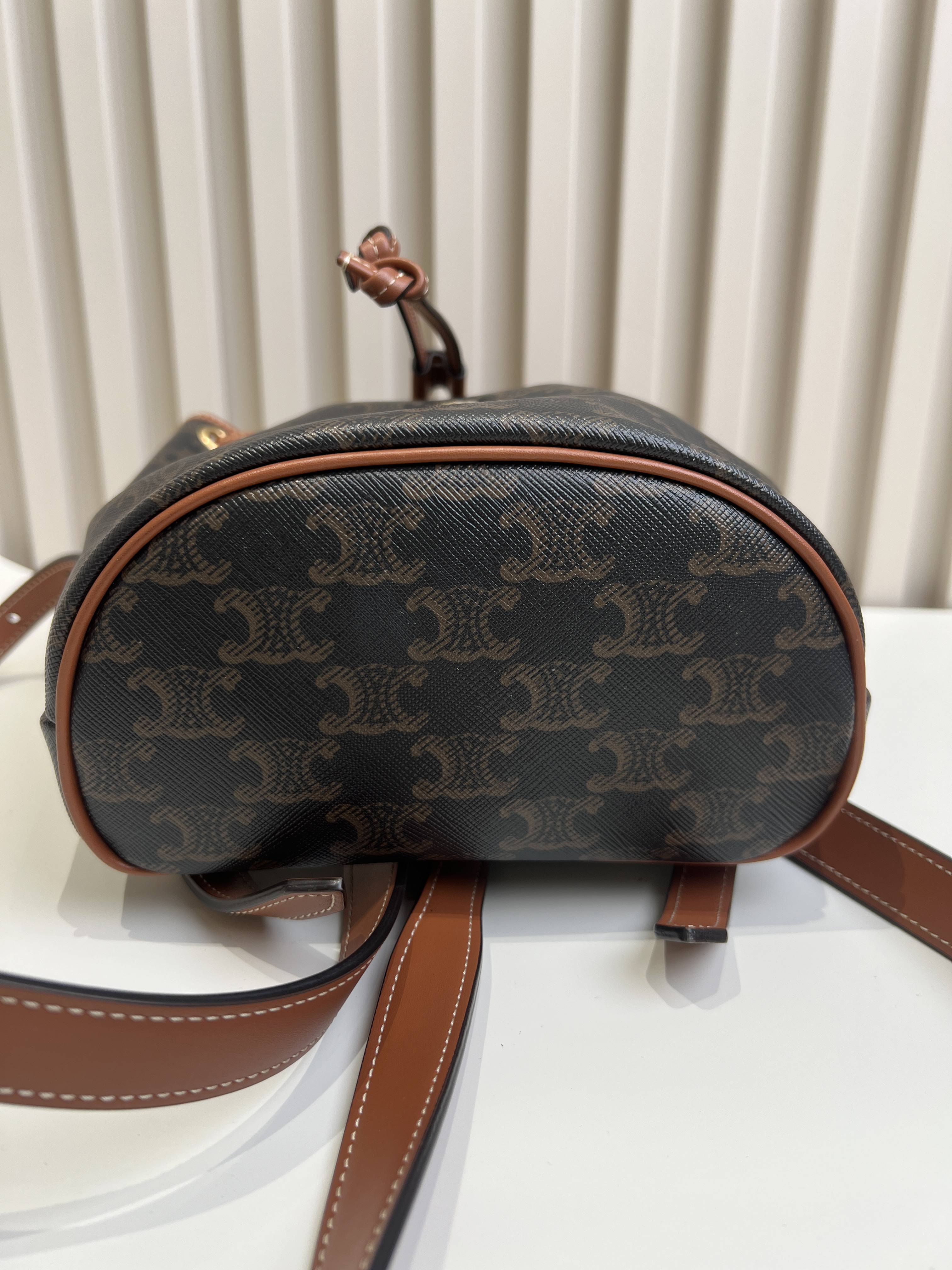 Celine FOLCO logo-print calf leather mini backpack Leather Backpack 7 x 8 x 4 inches (17 x 20 x 10 centimeters) 197662CAS.04LU