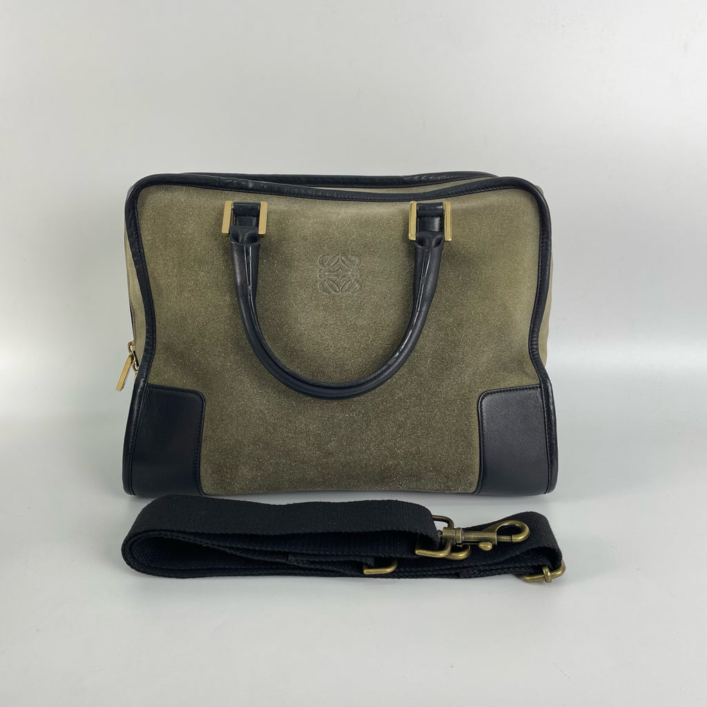Loewe Alcantara Green Satchel