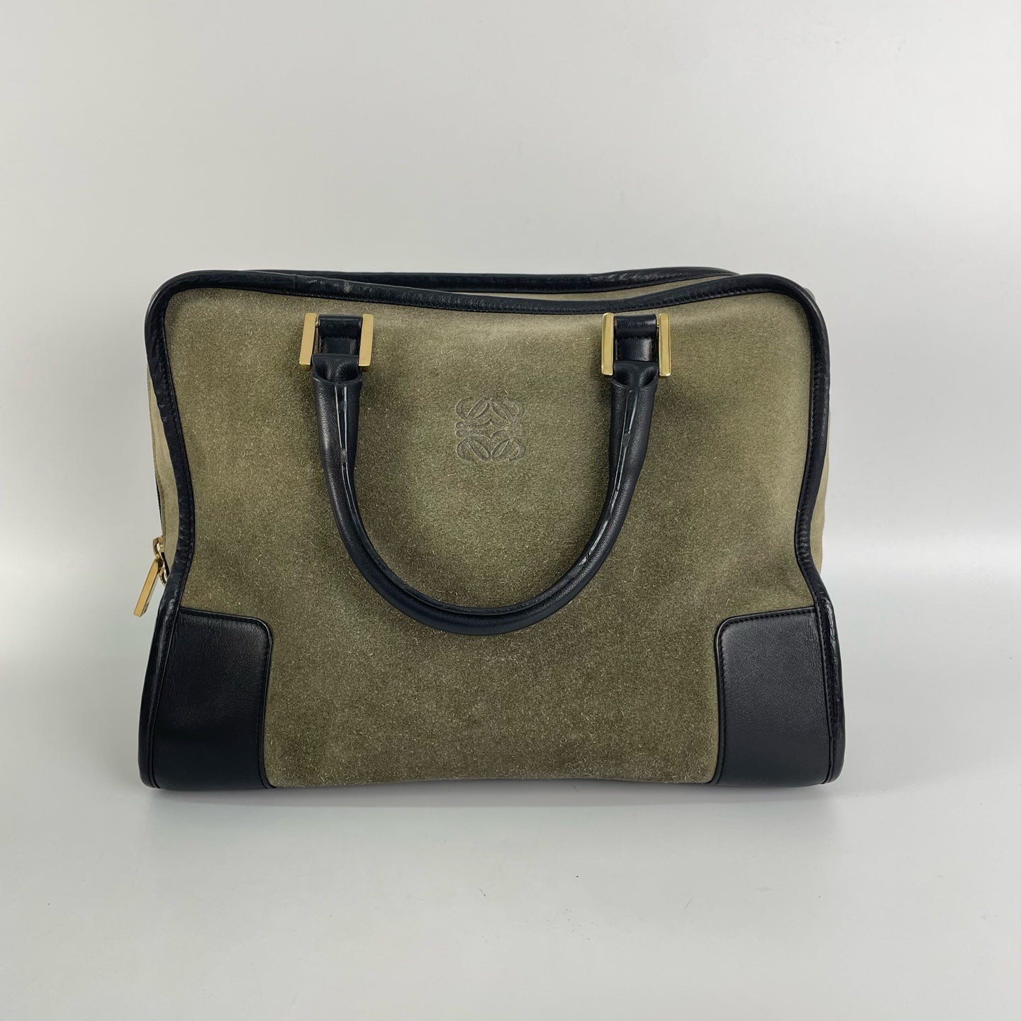 Loewe Alcantara Green Satchel