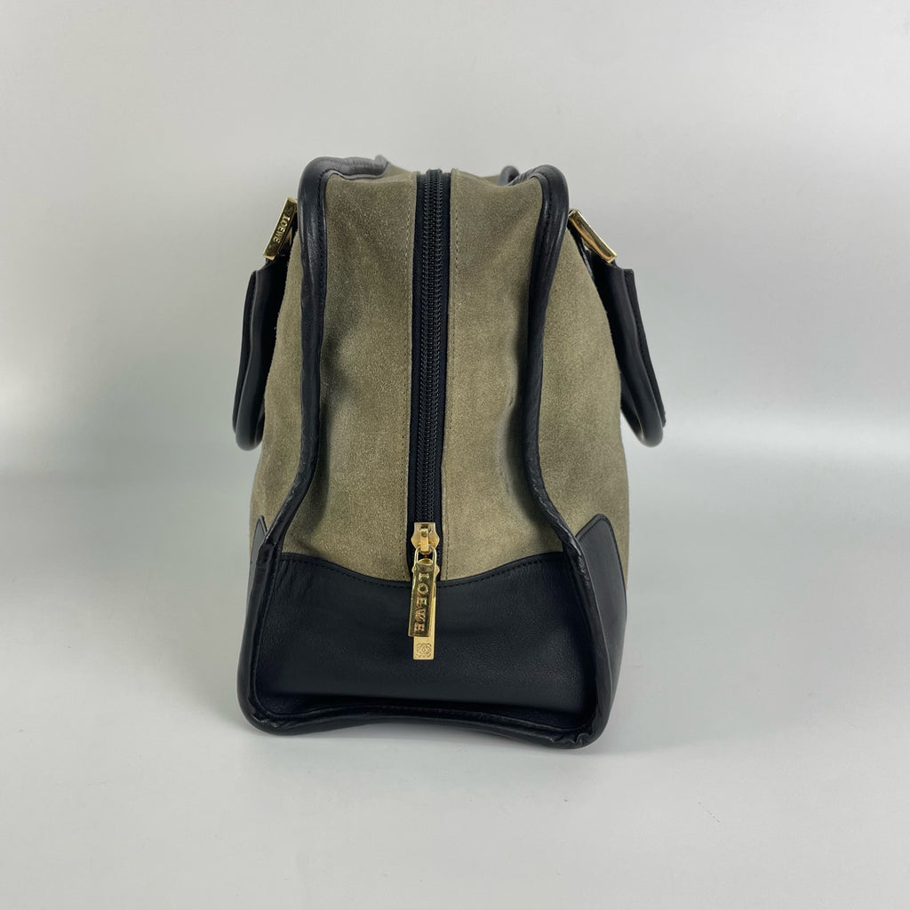 Loewe Alcantara Green Satchel