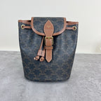 Celine FOLCO logo-print calf leather mini backpack Brown Backpack 197662CAS.04LU