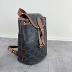 Celine FOLCO logo-print calf leather mini backpack Brown Backpack 197662CAS.04LU