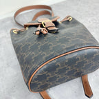 Celine FOLCO logo-print calf leather mini backpack Brown Backpack 197662CAS.04LU