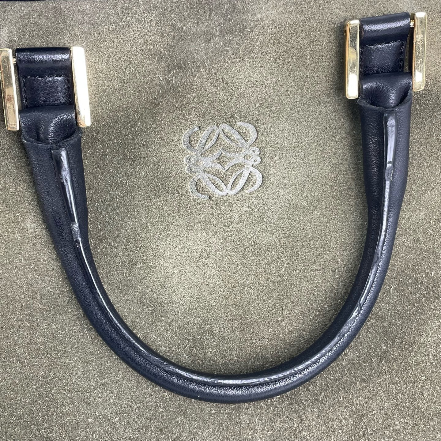 Loewe Alcantara Green Satchel