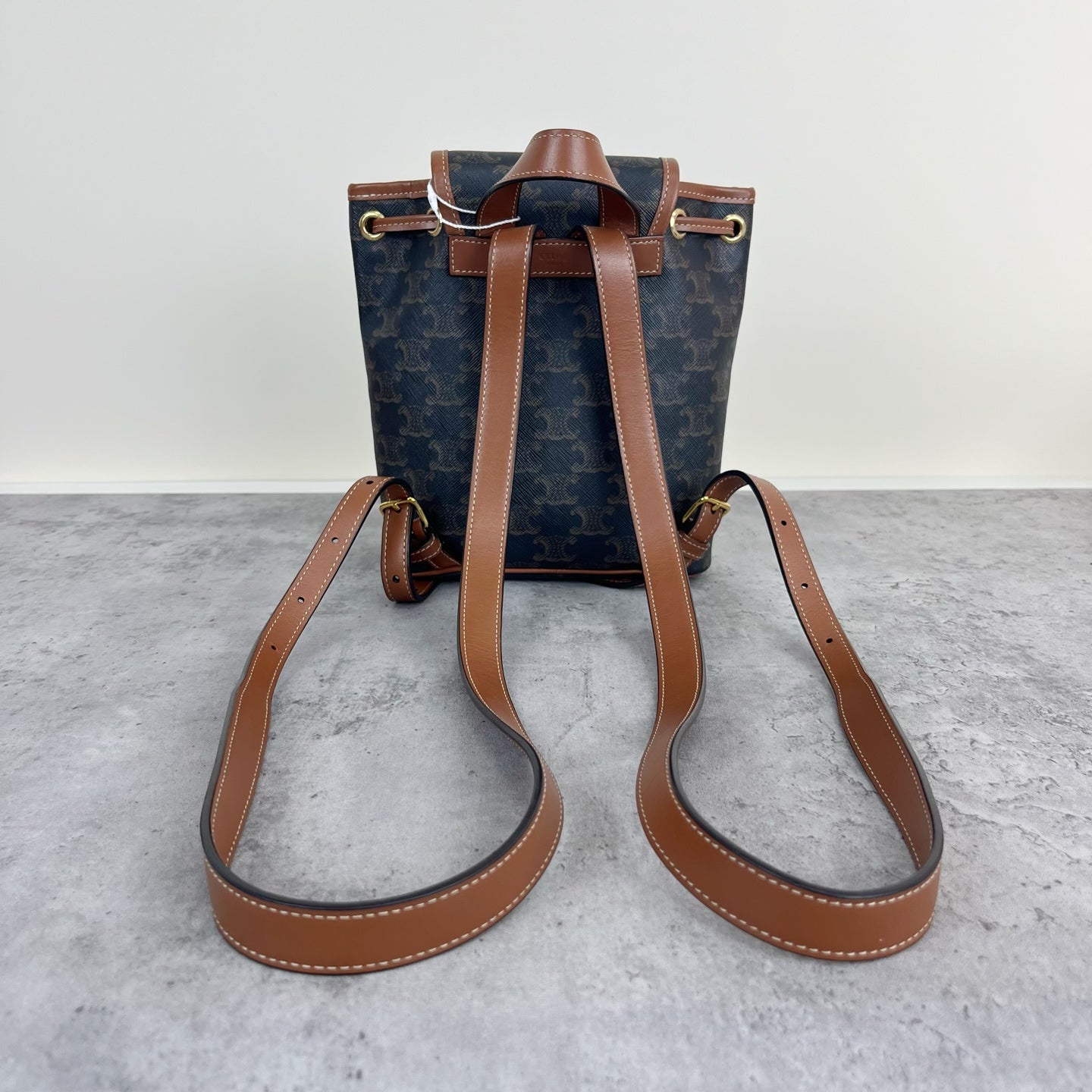 Celine FOLCO logo-print calf leather mini backpack Brown Backpack 197662CAS.04LU