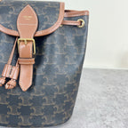 Celine FOLCO logo-print calf leather mini backpack Brown Backpack 197662CAS.04LU