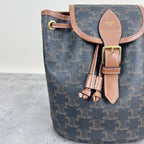 Celine FOLCO logo-print calf leather mini backpack Brown Backpack 197662CAS.04LU