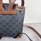 Celine FOLCO logo-print calf leather mini backpack Brown Backpack 197662CAS.04LU