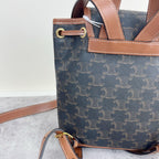Celine FOLCO logo-print calf leather mini backpack Brown Backpack 197662CAS.04LU