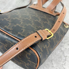 Celine FOLCO logo-print calf leather mini backpack Brown Backpack 197662CAS.04LU