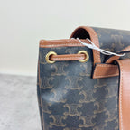 Celine FOLCO logo-print calf leather mini backpack Brown Backpack 197662CAS.04LU