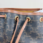 Celine FOLCO logo-print calf leather mini backpack Brown Backpack 197662CAS.04LU