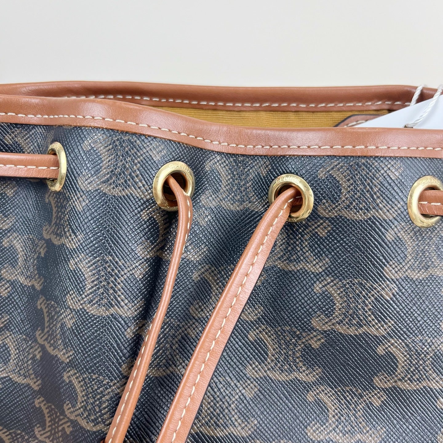Celine FOLCO logo-print calf leather mini backpack Brown Backpack 197662CAS.04LU