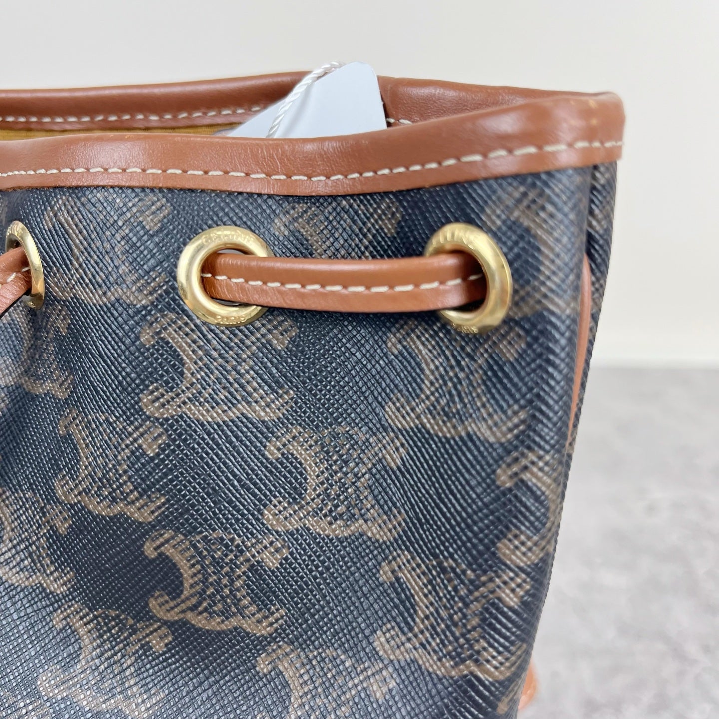 Celine FOLCO logo-print calf leather mini backpack Brown Backpack 197662CAS.04LU