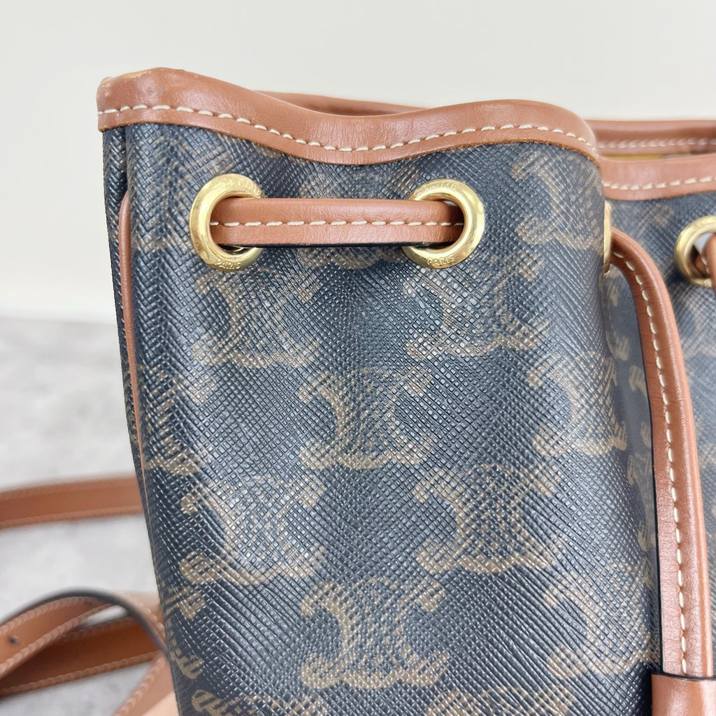 Celine FOLCO logo-print calf leather mini backpack Brown Backpack 197662CAS.04LU