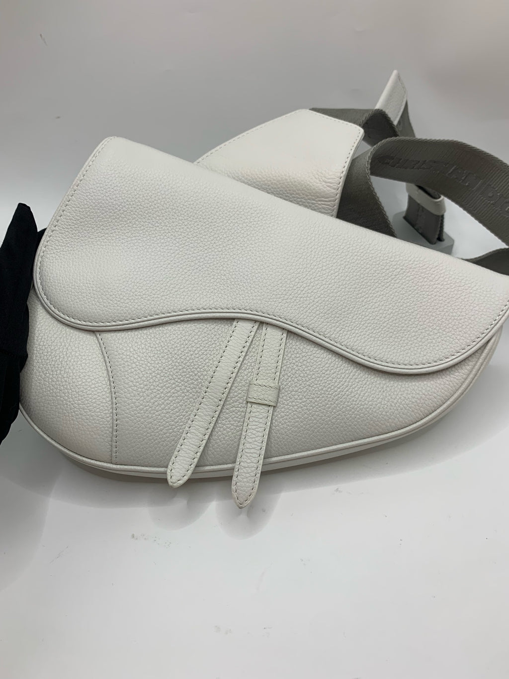 Dior Leather White Saddle Bag