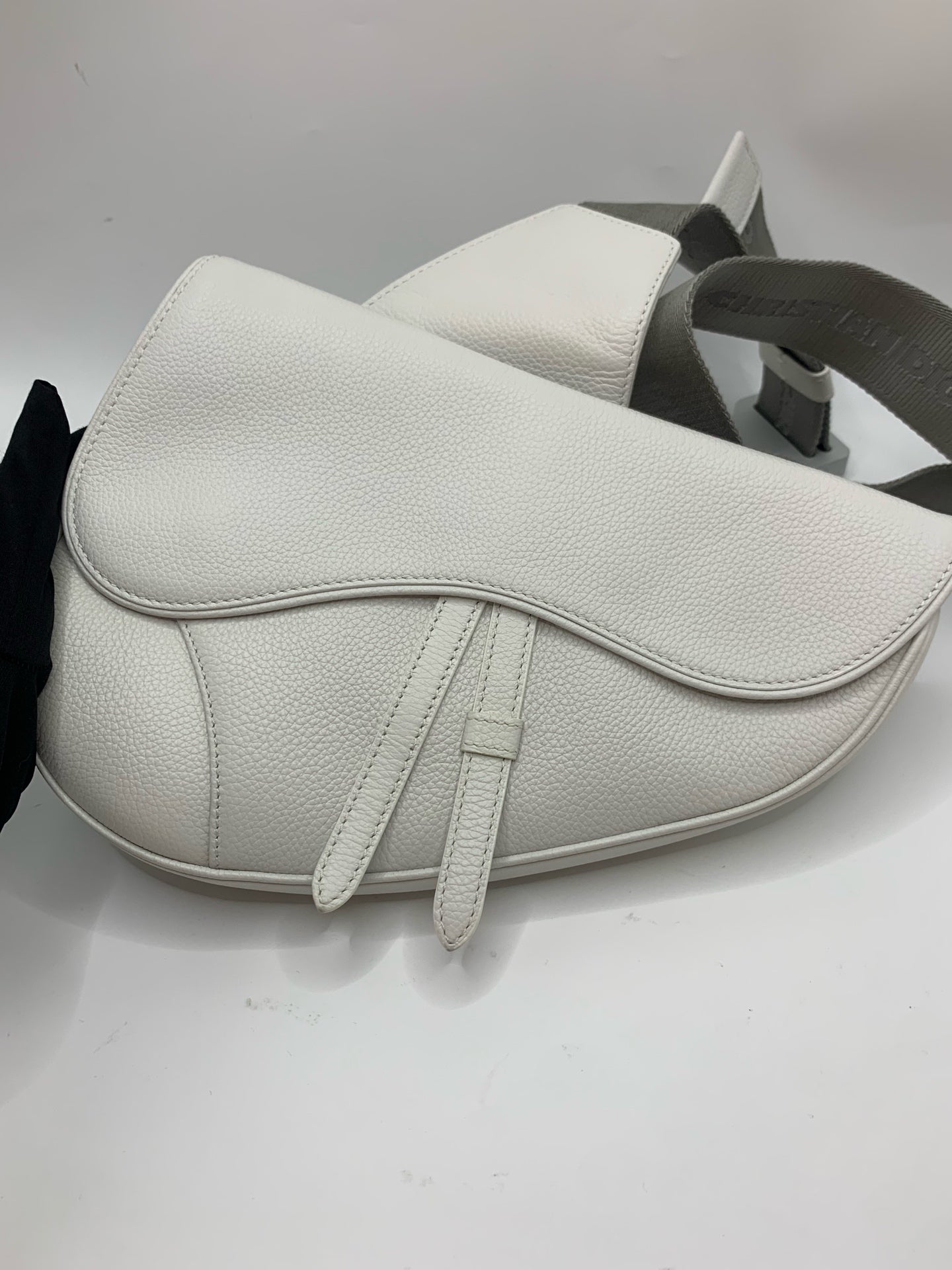 Dior Leather White Saddle Bag