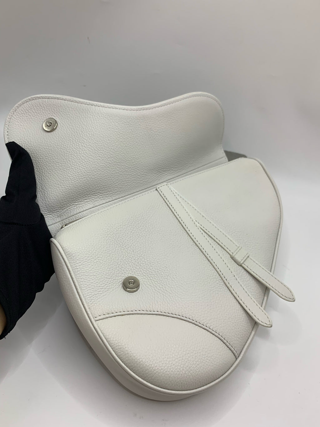 Dior Leather White Saddle Bag