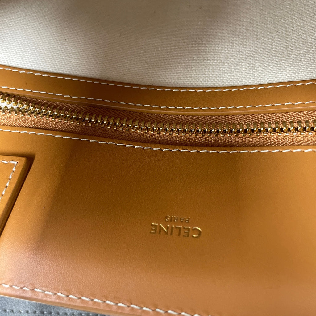 Celine Canvas Brown Shoulder Bag