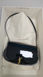 Saint laurent VOLTAIRE Patent Leather Mini Handbag Black 779642BMIIW1000