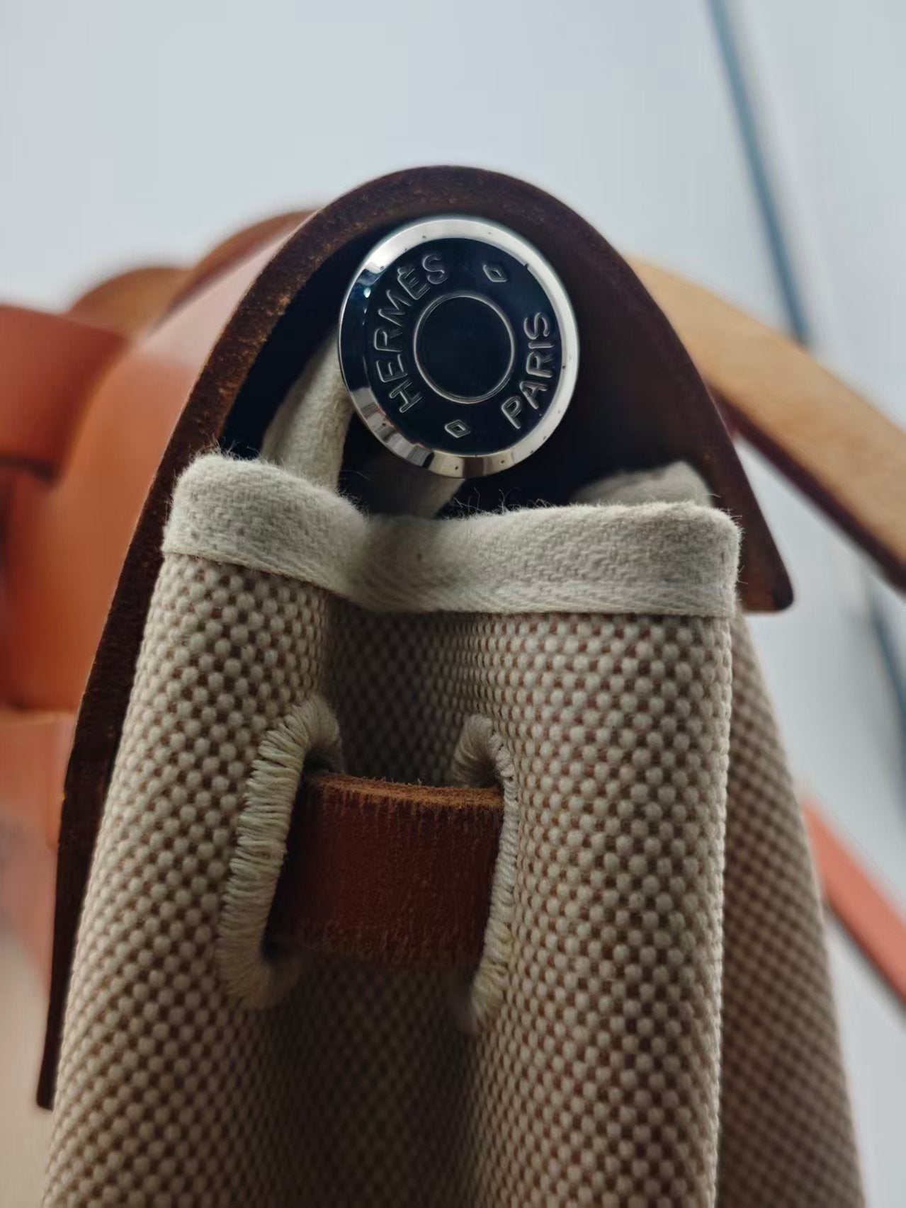 Hermes Canvas Beige Crossbody