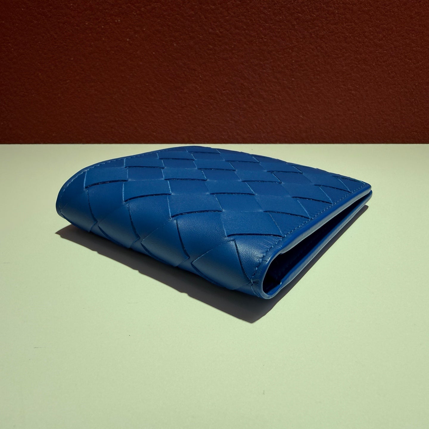 Bottega Veneta Intrecciato Blue Clutch Height: 9.5 cm, Width: 11 cm, Depth: 1 cm 605721VCPQ64219