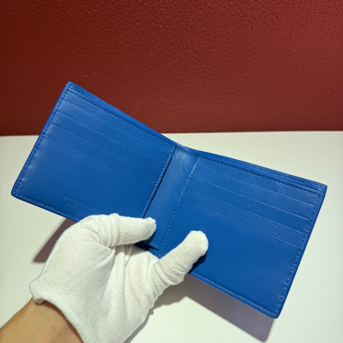 Bottega Veneta Intrecciato Blue Clutch Height: 9.5 cm, Width: 11 cm, Depth: 1 cm 605721VCPQ64219