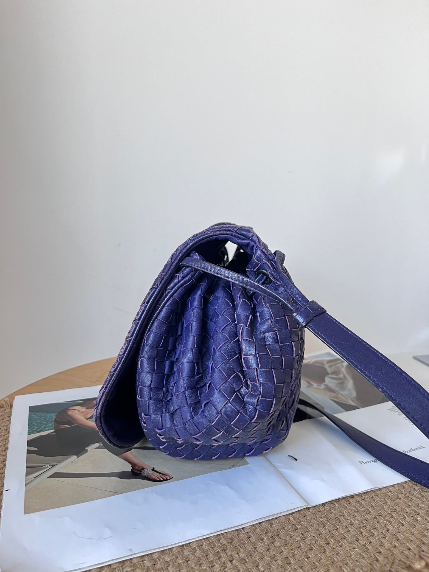Bottega Veneta Leather Purple Crossbody