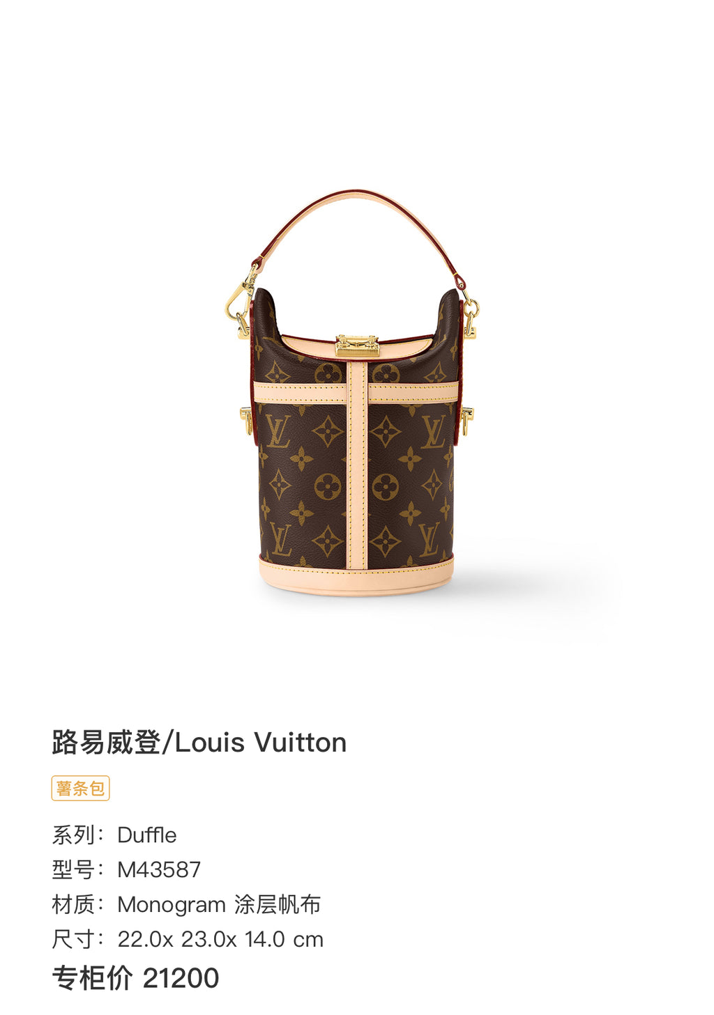 Louis Vuitton Duffle 22.0x 23.0x 14.0 cm M43587