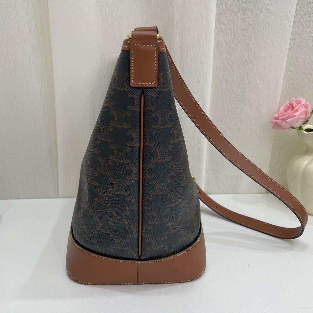 Celine Canvas Brown Bucket & Drawstring Bag