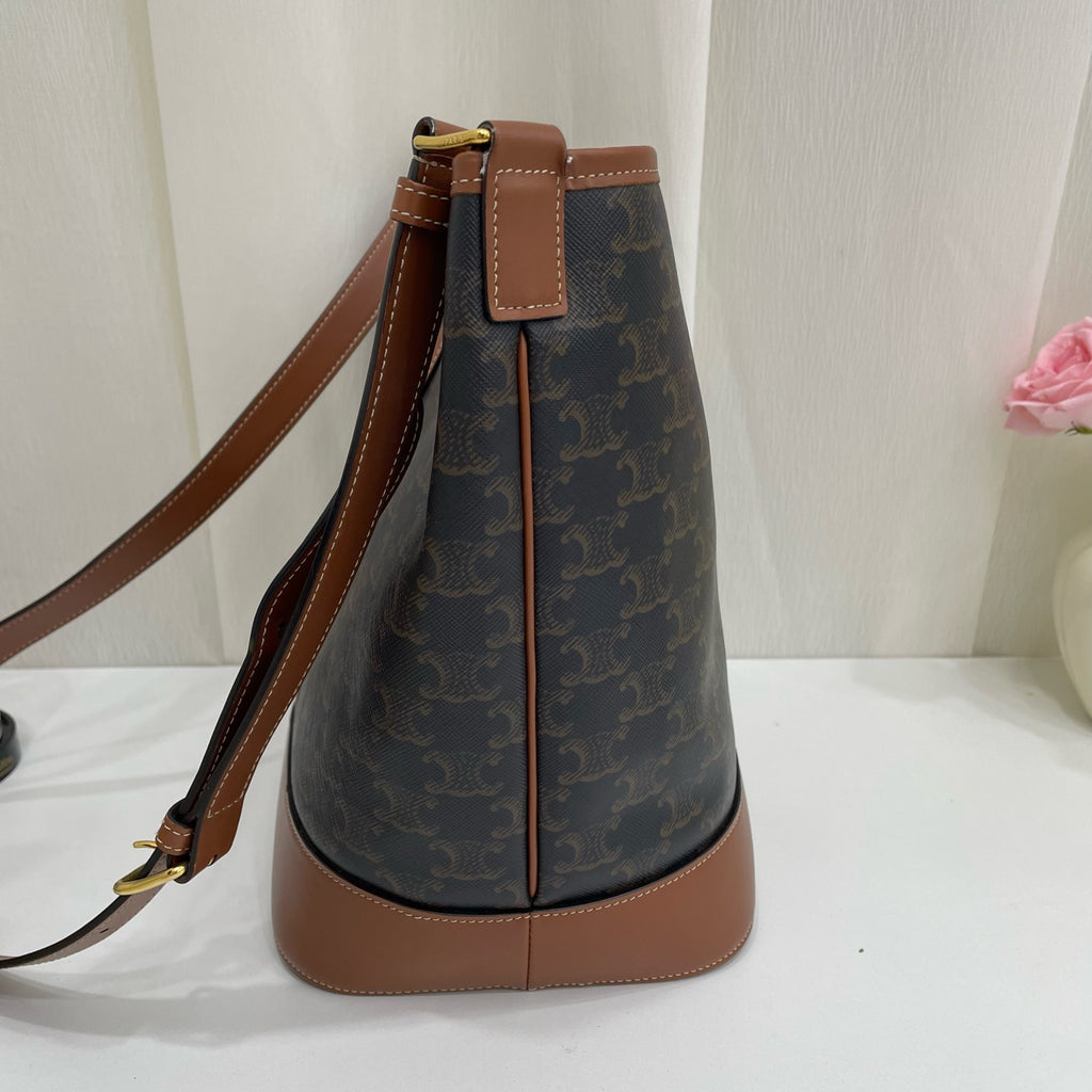 Celine Canvas Brown Bucket & Drawstring Bag