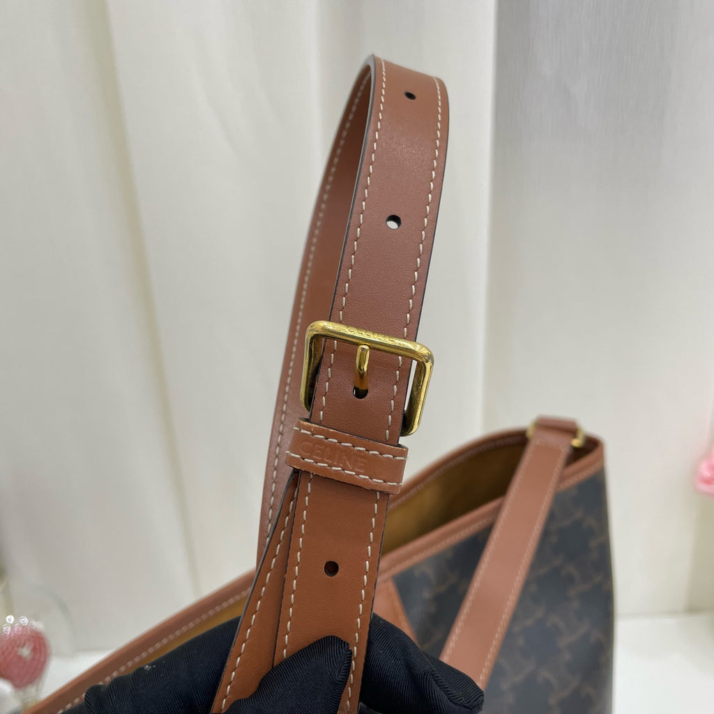 Celine Canvas Brown Bucket & Drawstring Bag