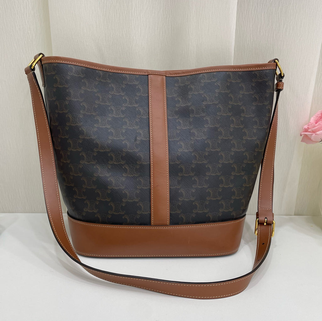 Celine Canvas Brown Bucket & Drawstring Bag