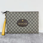 Gucci Neo Vintage GG Supreme canvas clutch bag Canvas Yellow Clutch 473956 K9GOT 8861