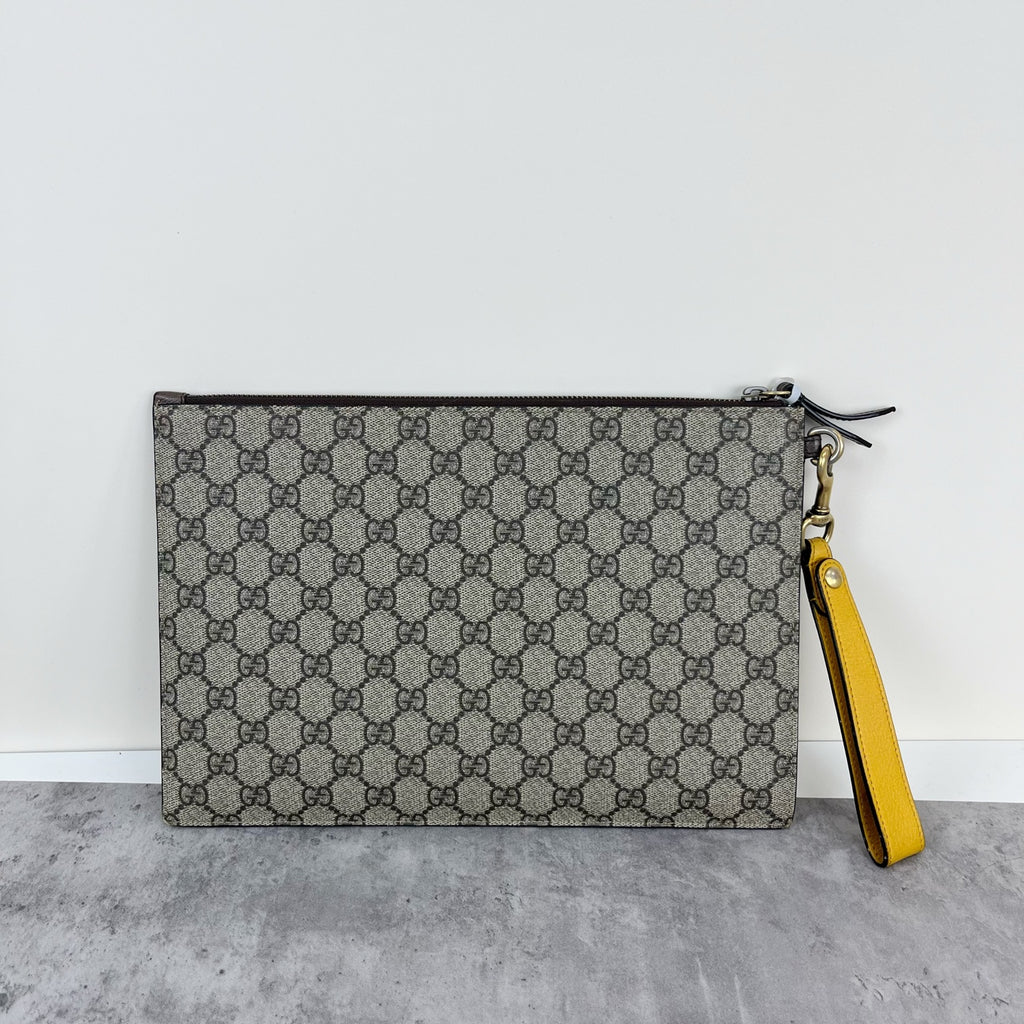 Gucci Neo Vintage GG Supreme canvas clutch bag Canvas Yellow Clutch 473956 K9GOT 8861