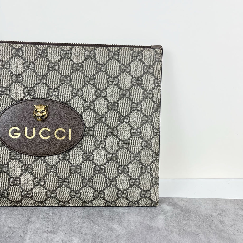 Gucci Neo Vintage GG Supreme canvas clutch bag Canvas Yellow Clutch 473956 K9GOT 8861