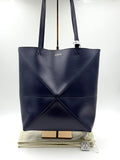 Loewe Medium-sized Glossy Cowhide Puzzle Fold Handbag Blue Tote A657G50X01-4467