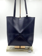 Loewe Medium-sized Glossy Cowhide Puzzle Fold Handbag Blue Tote A657G50X01-4467
