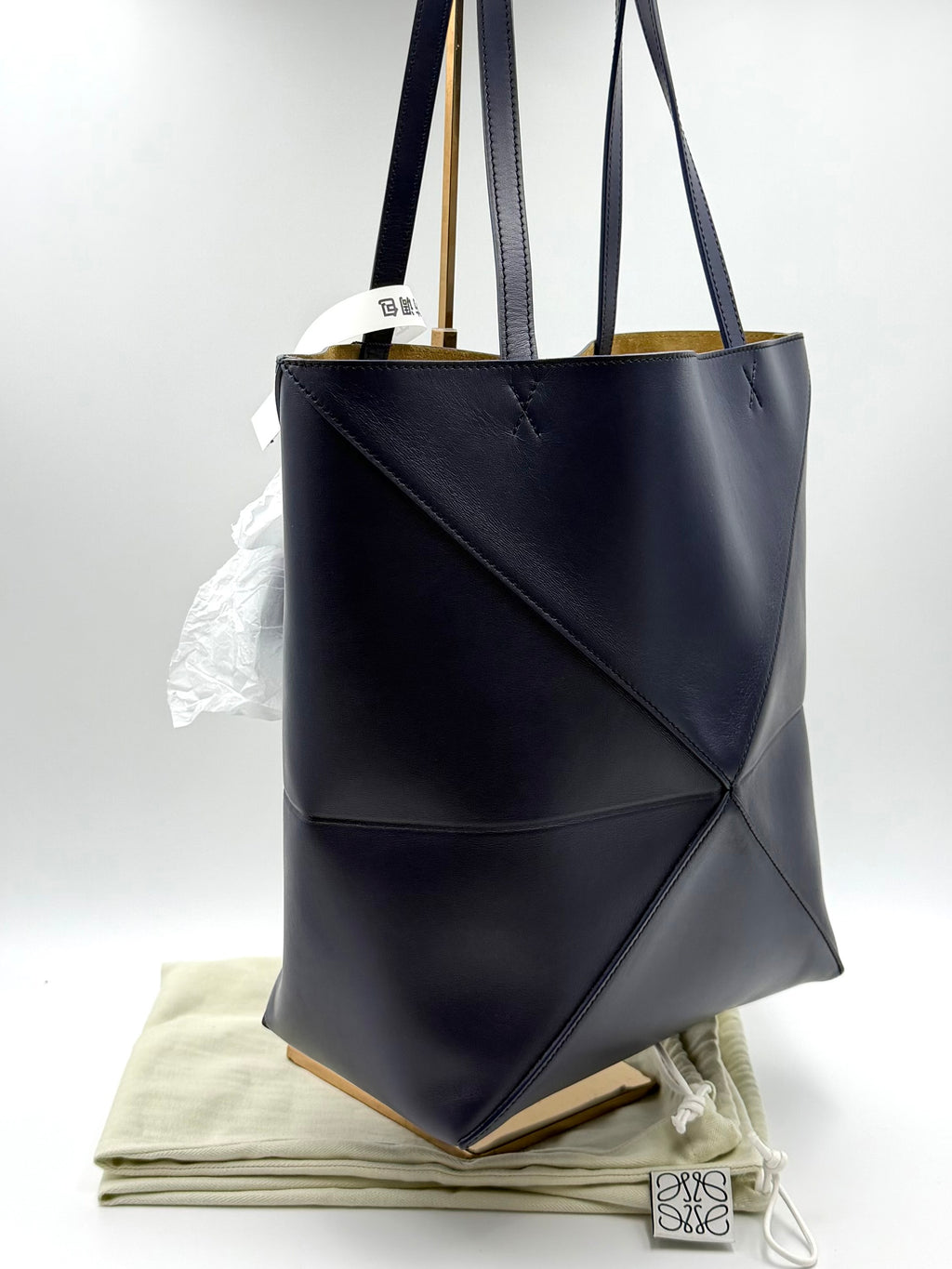 Loewe Medium-sized Glossy Cowhide Puzzle Fold Handbag Blue Tote A657G50X01-4467
