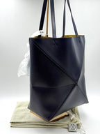 Loewe Medium-sized Glossy Cowhide Puzzle Fold Handbag Blue Tote A657G50X01-4467