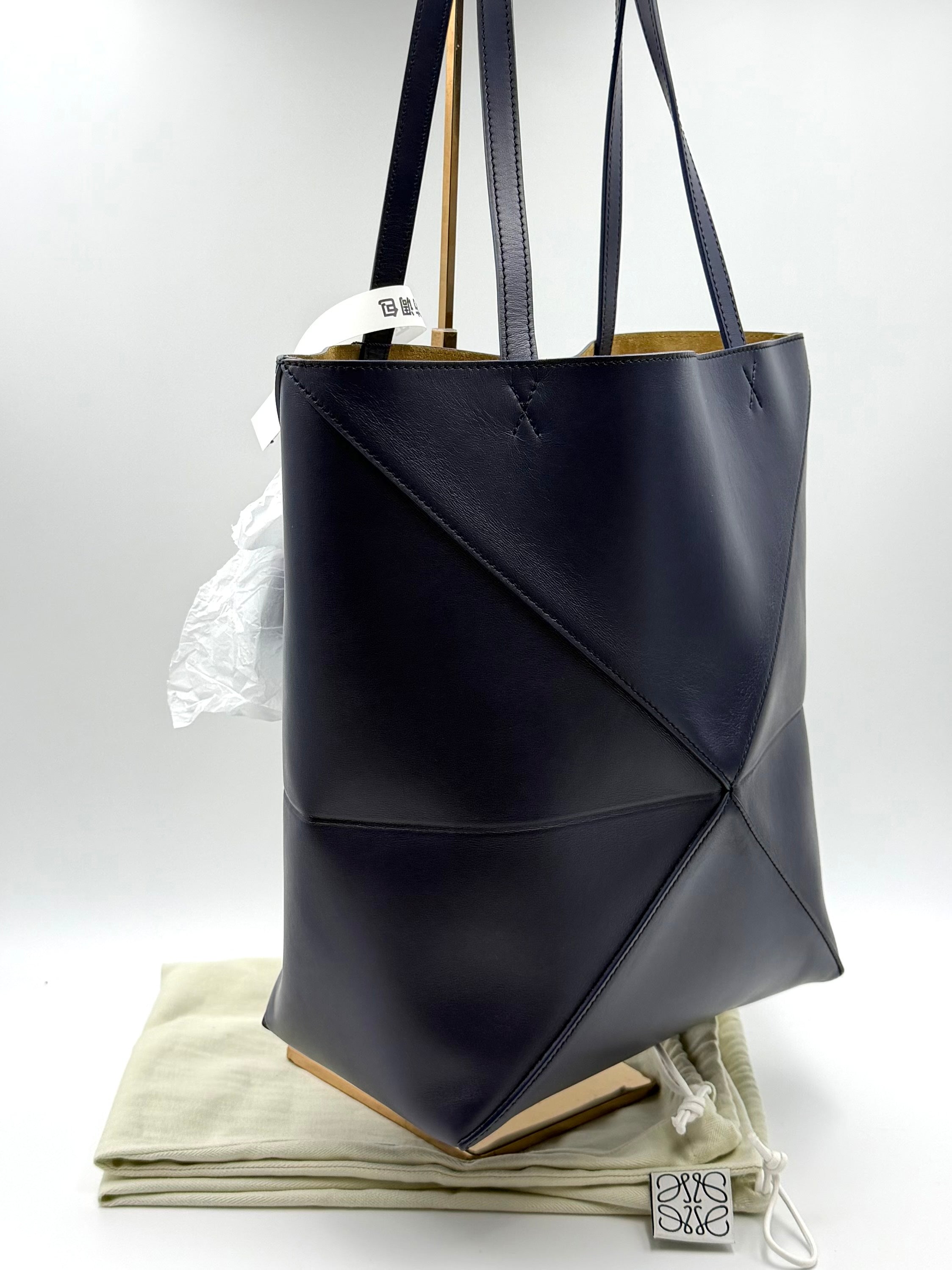 Loewe Medium-sized Glossy Cowhide Puzzle Fold Handbag Blue Tote A657G50X01-4467